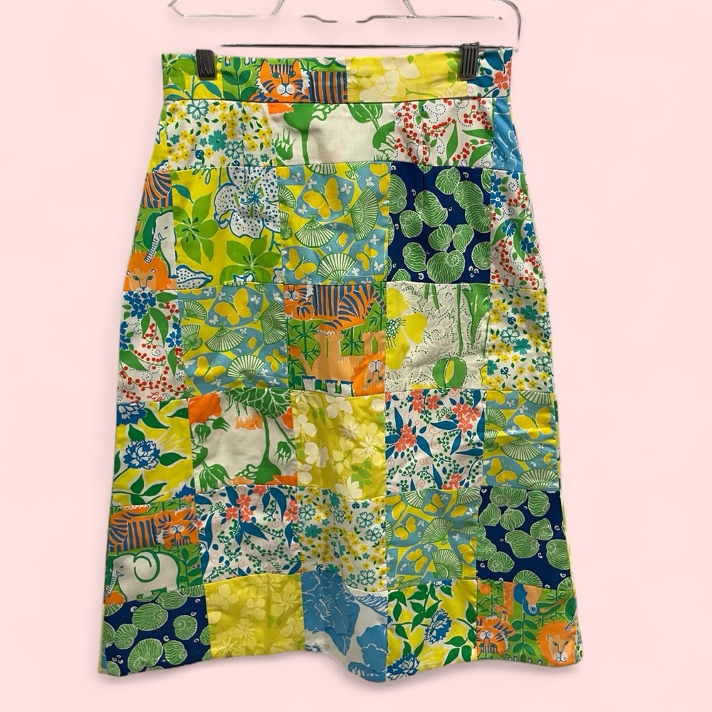 Vintage 60’s-70’s lilly pulitzer patchwork fabric skirt tiger elephant